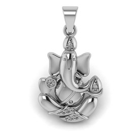 SirDaksh Lord Ganesh Spritual Cubic Zircon Silver Pendant Charm Pendant, Sterling Silver, Cubic Zirconia