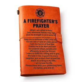 NGAEAK Thank You Gifts for Firefighter Leather Journal Notebook, Firefighter Prayer Gifts Engraved Leather Travel Journal for Birthday Graduation Christmas