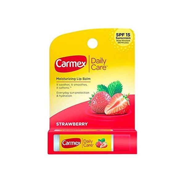 Carmex Daily Care Strawberry Stick with SPF 15 - Case of 144 - 12 Display of 12