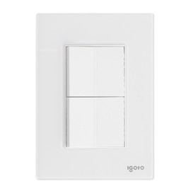 Placa Armada Cristal con 2 Apagadores Sencillos de 1.5 Módulos Color Blancocris1010igoto