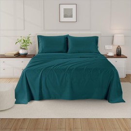 Minor Monkey Queen Size Bed Sheets Set 4 pc 1000 TC Egyptian Cotton Sheets Queen Size Bed Sheets Soft Hotel Quality Cooling Bedding Sets 16 inch Elasticized Deep Pocket Sateen Weave Sheets - Teal