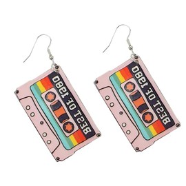 MIAIULIA Women Fashion Retro 1980s Style Costume Earring Cassette Tape Earring(80s Grey Tape), Acrylic, No Gemstone