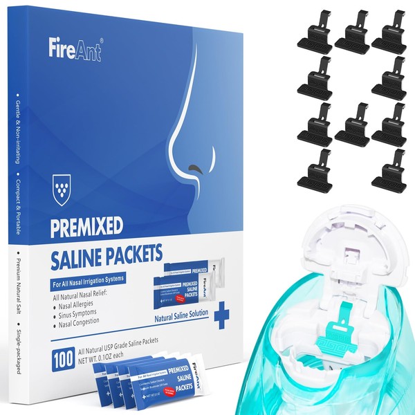 FireAnt 100 Saline Packets and 10 Reusable Saline Pods Refills