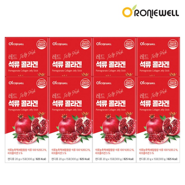 Roniwell [On Sale] Red Pomegranate Collagen Jelly Stick 15 packs x 8 / 로니웰 [온세일] 레드 석류 콜라겐 젤리 스틱 15포 x 8개