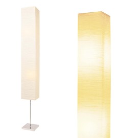 HonoDing CX00015 59'' Tall Paper Floor Lamp,Japanese Style Paper Lamp with White Paper Shade and Chrome Base, On/Off Foot Switch - Ideal as Paper Floor Lamps for Living Room, Bedroom Decor (1-PK)