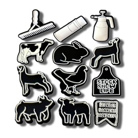 MOKADON 12 Pcs Livestock Farm Shoe Charms, Shoe Decoration Party Gifts For Boys, Girls, Kids, Women. (12Pcs Livestock)