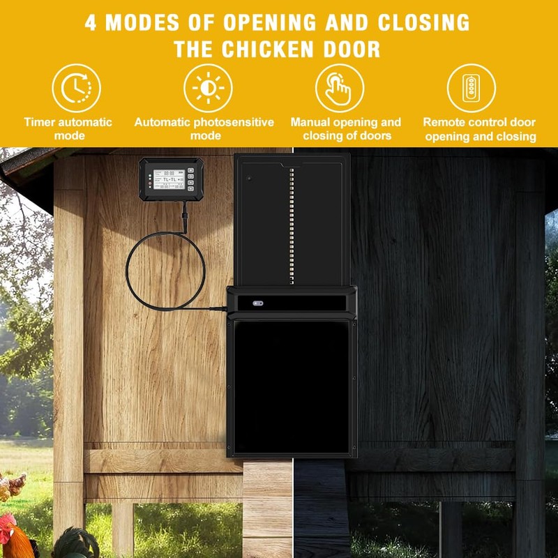 Automatic Chicken Coop Door Extra Large Solar Powered Auto Chicken