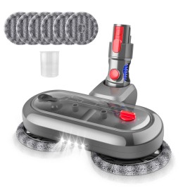 E.LUO Electric Mop Head for Dyson V7/V8/V10/V11 with 6 Pads & White Dust Light