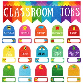 53 Pieces Classroom Jobs, 36 Name Card Classroom Job Chart with Name Tag Class Management Teacher’s Helper Colorful Bulletin Board Decor for First Day of School, Back to School Supplies(Pocket Design)
