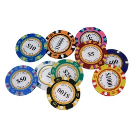 Clay Poker Chips 14 Gram Monte Carlo-Pack of 50 Chips ($1000 Yellow)