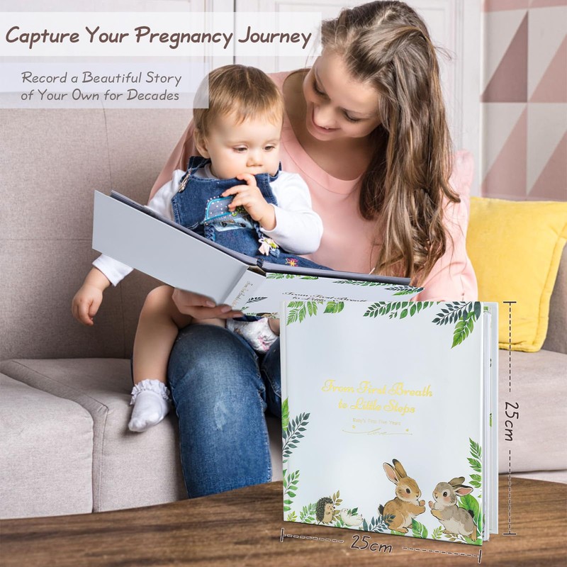 Orzbow Baby Memory Book 0-5 Years, Durable Hardcover Pregnancy Journal
