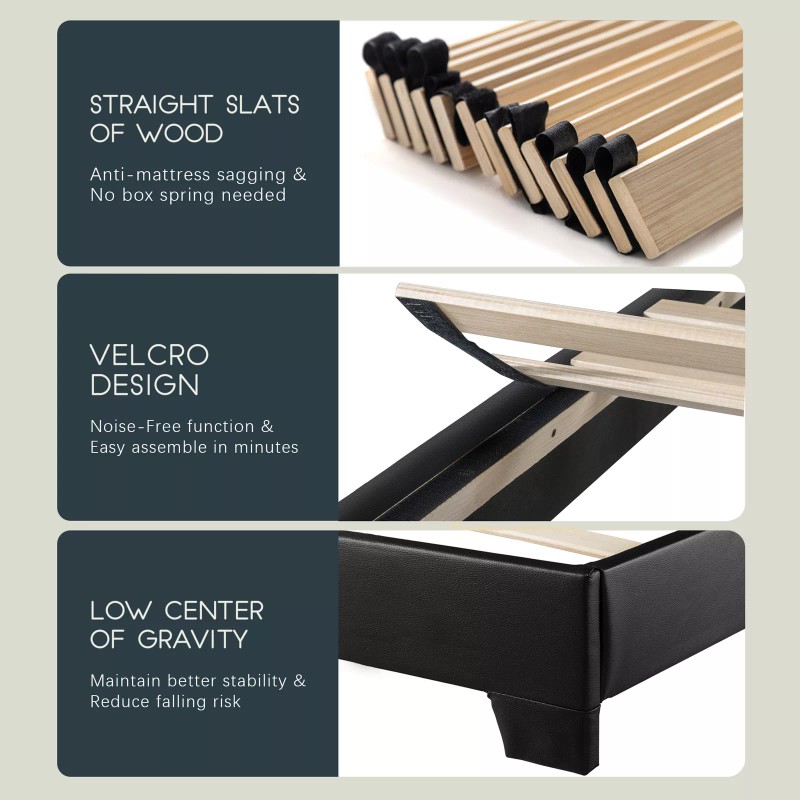 Lov4ever Full Queen King Size Upholstered Platform Bed Frame with