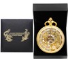 DerMacht Steampunk Gold Pocket Watch Skeleton Mechanical Gear Hand-Wind Roman