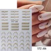 4 Sheets French Stripe Line Nail Stickers with Gold Silver