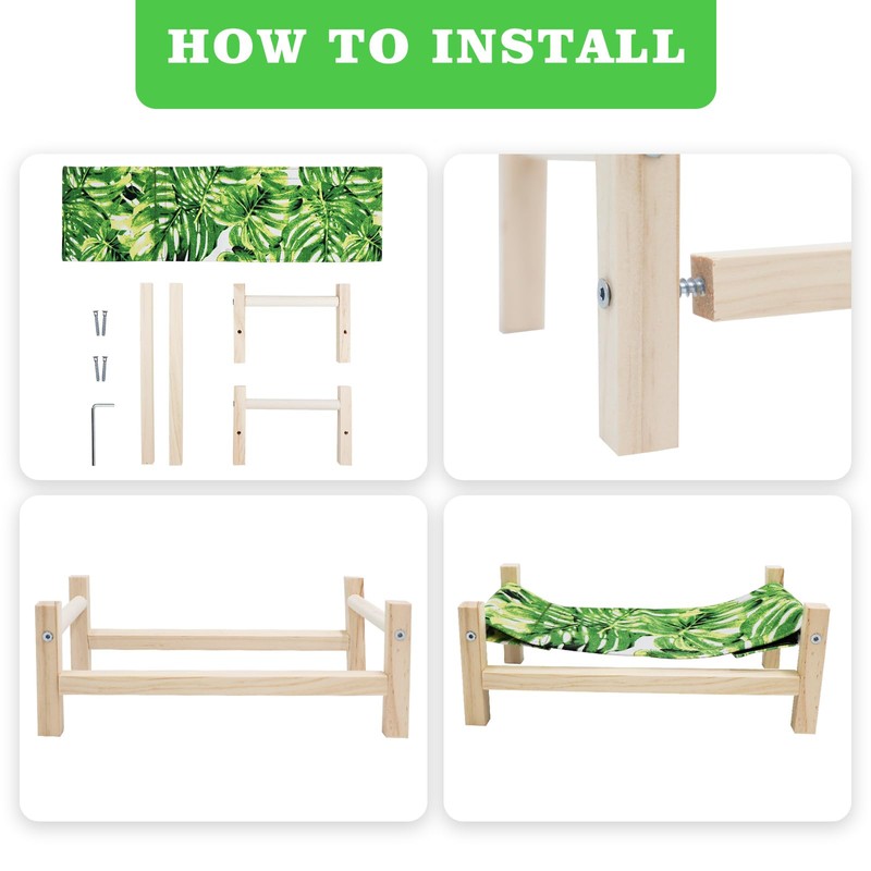 Bearded Dragon Bed, Wooden Reptile Sleeping Hammock, Bearded Dragon Tank
