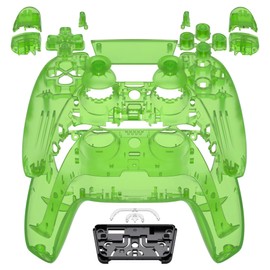 eXtremeRate Full Set Shell with Buttons Touchpad Cover, Clear Green Custom Replacement Decorative Trim Shell Front Back Plates Compatible with p s 5 Controller BDM-030 BDM-040 BDM-050
