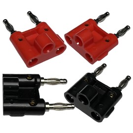 CESS Dual 2-Way Speaker Banana Plug Cable Connector - Banana Dual Plug (4 Pack)