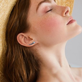 Moon Ear Climber Sterling Silver Moon Phase Ear Wrap Crawler Earrings Moonstone Earrings Jewelry for Women