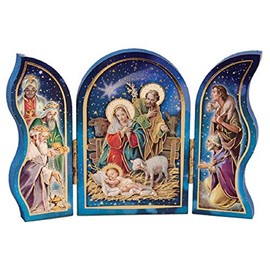 The Healing Corner Christmas Nativity Triptych Holy Family Jesus in a Manger Wise Men and Xmas Angel