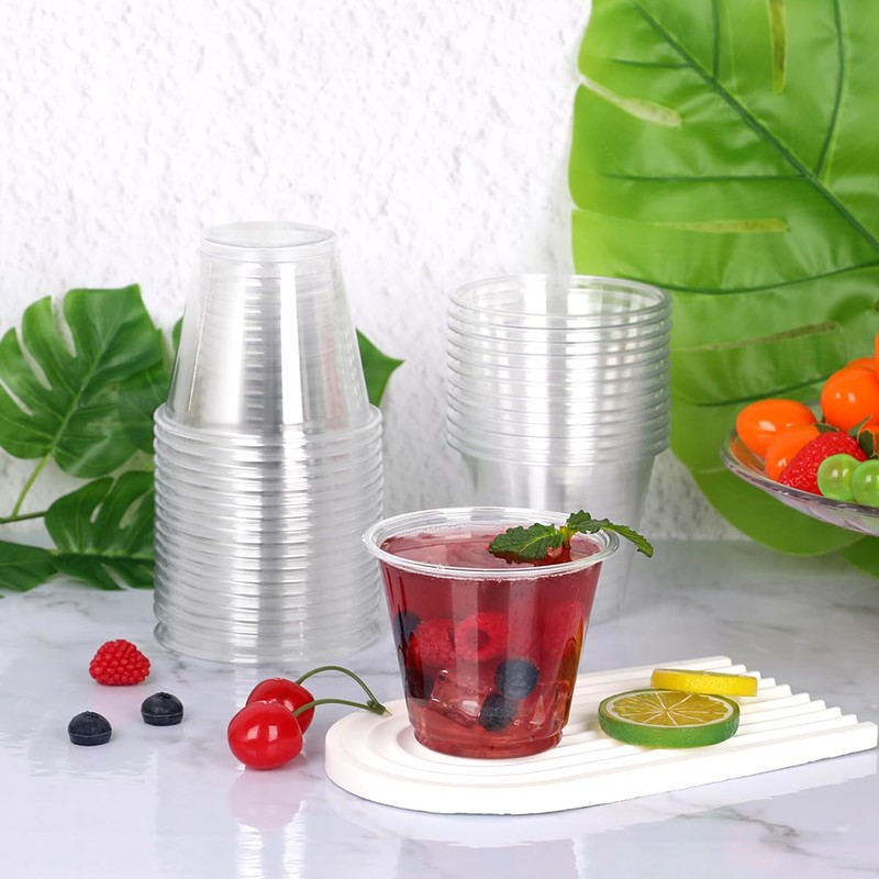 9 oz Clear Plastic Cups, 50 Pack Disposable Crystal Punch
