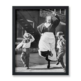 Poster Master Vintage Irish Dancing Poster - Retro Dancing Nun Print - Saint Patrick's Day Art - Ireland Art - Gift for Him, Her, Men, Women - Decor for Bedroom, Living Room, 16x20 Black Framed