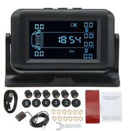 12 Wheel Tire Pressure Monitor 4 Alarm Modes DC 5V IP67 Waterproof USB Solar Powered For Light Truck RV