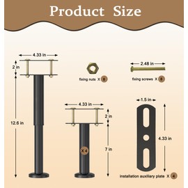 4 Adjustable Height Bed Support Legs,Heavy Duty Metal Bed Frame Support Legs,Suitable for Bed Frame Center Support Legs for Bed Frame/Bed Center Slat,Upgrade Under Bed Support Legs(7-12.6 inch)