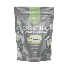 Vitatú | Creatina Monohidratada Creapure de Alta Pureza, Sin Sabor, 90 porciones de 5 g en polvo, Pre workout, Pre Entreno, 450 g, Suplemento Alimenticio