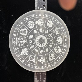 5 1/2” Selenite Charging Plate “zodiac Calendar “