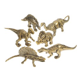 PRETYZOOM Detailed Mini Dinosaur Sculptures Set of 6 Animal Statues Made of Golden Brass Stylish Table Decoration for Birthday