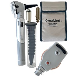 Cynamed Otoscope - Ear Scope with Light, Ear Infection Detector, Both Adult and Pediatric Disposable Specula Tips (Gray)