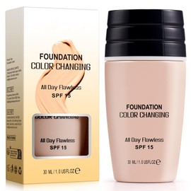 TLM Color Changing Foundation, Face Cover Concealer Cream, Warm Skin Tone Foundation, Moisturizing Liquid Foundation Makeup Base, Waterproof Poreless Foundation SPF15, Pack of 1 (B, 30ML)