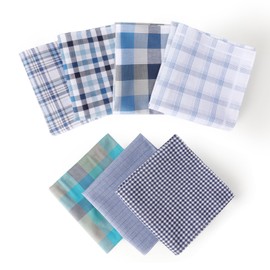 HOULIFE Handkerchiefs for Men, 7PCS Handkerchief Mens Cotton Soft Cotton Plaid Mens Hankies Assorted Colors Gift for Men (Blue Plaid-7PCS)