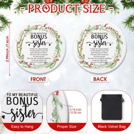 Wonderjune Christmas Sister Ornament Gift for Sister in Law Bonus Sister Family Isn't Always Blood Ornament Unbiological Sister to My Bonus Sister Xmas Birthday Gifts for Women