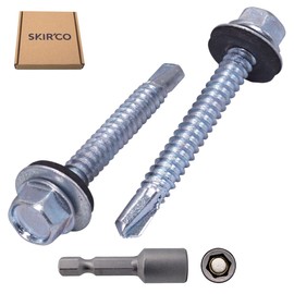 SKIR'CO (Pack of 15) Zinc Plated Roofing Screws 5.5 x 50mm Self Drilling Screws with EPDM Washers Hex Head