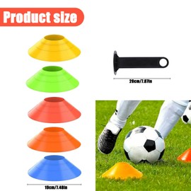 Pack of 50 Football Cones, Round Marking Cones with Stand, Football Training Accessories, Football Accessories, Training Cones for Football, Hockey, Handball, Coordination Training (5 Colours)