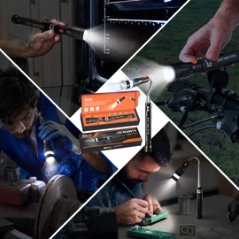 Lenski Christmas Gifts for Men, Stocking Stuffers for Men, Flexible Magnetic Pickup Tool with LED, Dad Gifts for Husband Grandpa, White Elephant Gifts for Adults