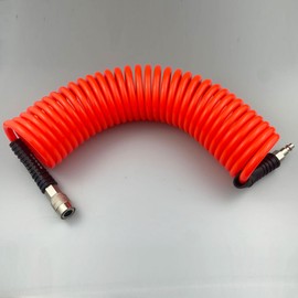 Darnassus Polyurethane Recoil Air Hose, Air Compressor Hose with 1/4" Swivel Fittings, for Industrial, Household, Garage, Station (25 FT, Red)