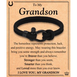 EYQV Grandson Gifts, Horseshoe Buckle Bracelet, Gifts for Teenage Boys Grandson Gifts from Grandma, Special Grandson Birthday Christmas Graduation Gifts Stocking Fillers for Boys