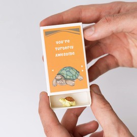 Matchbox Gift for Women, Pocket-Sized with mini Ornament Turtle to Cheer Up a loved one You're Thinking of