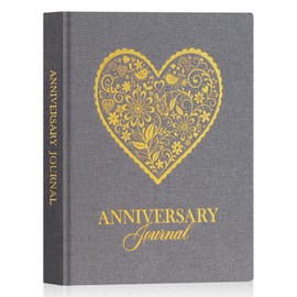Lanpn Wedding Anniversary Journal Book, Linen Dating 1st to 70th Couple Memory Book Wedding Scrapbook, 190 Pages Love Stories Notebook Newlywed Marriage Anniversary Bridal Shower Gift, Grey