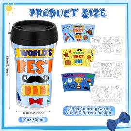Set of 48 Father's Day DIY Color Your Own Cups 10 oz Coloring Cups Color Your Own Plastic Mugs for Adults Party Favors Crafts Home Activities Father Gifts