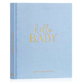 Lanpn Hello Baby First 5 Year Baby Diary for Girls Boys - Linen Hardcover Baby Diary to Enter Baby Book for New Parents - Baby Memory Book Baby Album Gift (Blue, 154 Pages)