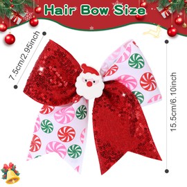 7" Christmas Glitter Large Cheer Hair Bows Clips for Girls Cheerleader