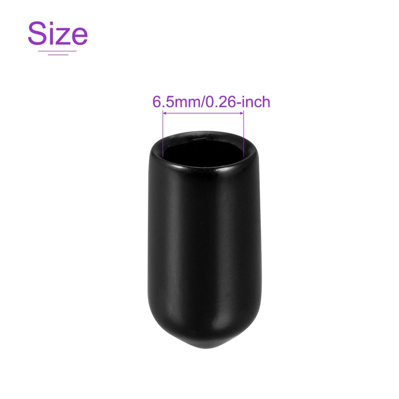 DMiotech 50 Pack 1/4" ID Black Screw Thread Protectors Rubber