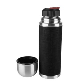Emsa Senator Sleeve | Schwarz | 0,5 L Thermo-/Isolierflaschen | Edelstahl, 8 x 8 x 24 cm | Hält 4h heiß / 8h kalt | 100% dicht