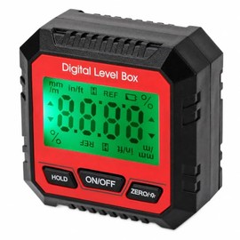 Medidor Electrónico Digital de Nivel y ángulo, Caja de Nivel Digital con Pantalla LCD, Buscador de ángulo Magnético, Inclinómetro Transportador de ángulo para Carpintería (Rojo)