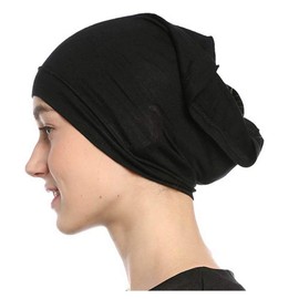 Modern Hejab mens female Black Under Scarf Tube Cap with Brim (Hijab Accessory), Black, Size One Size