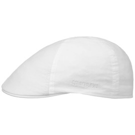 Stetson Texas Organic Cotton Flat Cap Men's - Sustainable Flat Cap with Organic Cotton - Flat Cap with UV Protection (40+) - Men's Cap Spring/Summer - Peaked Cap, White