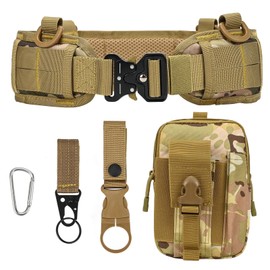 LUUFAN Tactical Belt Set, Men Military Adjustable Nylon Work Belt with Heavy Duty Quick Release Metal Buckle for Outdoor Sport Activity (Khaki and camouflage colors)